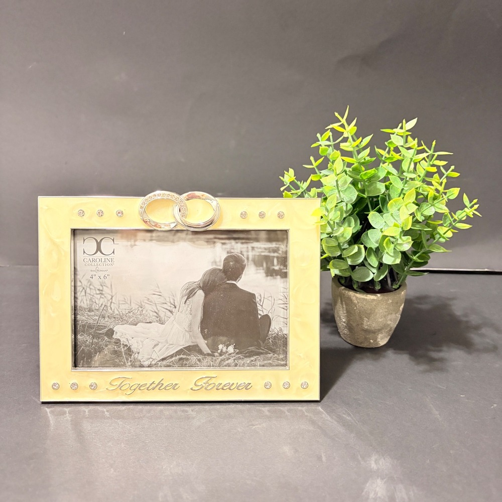 Caroline Collection Roman Together Forever Wedding Picture Frame 4x6 Cream Ring